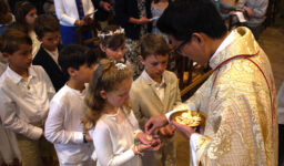 Ce week-end, pour les écoles Fénelon Notre-Dame de La Rochelle et de Lagord, 7 des 9 élèves du CE1 au CM2 qui avaient célébré le Baptême le samedi ont également vécu leur Première Communion le dimanche, en l’église Notre-Dame.